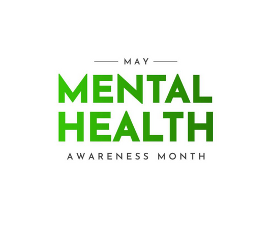 Green text on a white background reading “Mental Health Awareness Month” — clean, minimal image used as header for awareness blog post by Hellomelts.