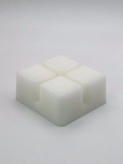Angled view of Melon & Cucumber 60g wax melt bar by Hellomelts, highlighting 4-cube design and wax detail