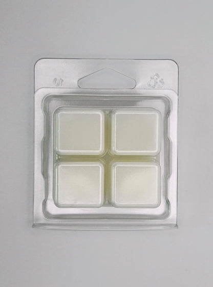 Back view of the Melon & Cucumber 60g wax melt packaging, showing 4-cube clamshell layout and clean label design