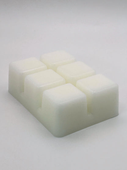Angled view of Melon & Cucumber 85g wax melt bar by Hellomelts, highlighting 6 cubed design and rich colour finish
