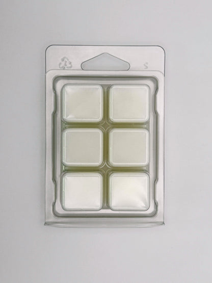 Back view of the Passionfruit & Mango 85g wax melt packaging, showing cubed bar design